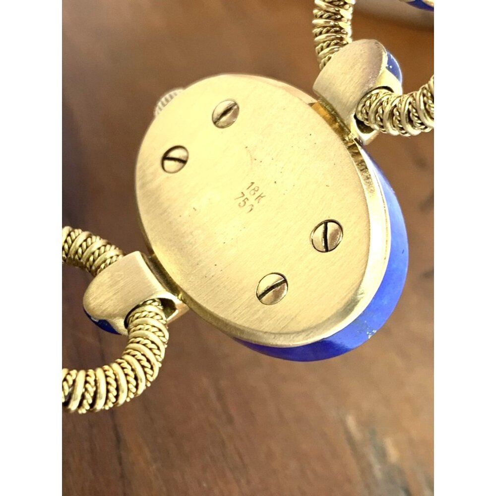 Longines Women's Watch Blue Lapis 18k Yellow Gold Vintage Swiss Hand Wind 27mm - Picture 7 of 14